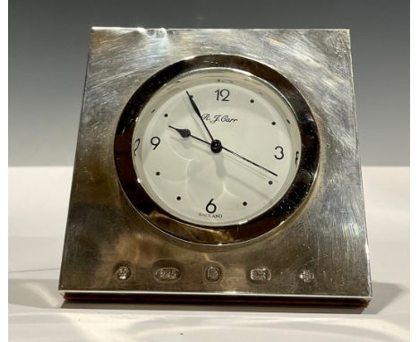 An Elizabeth II silver easel clock, R Carr, Sheffield 2000