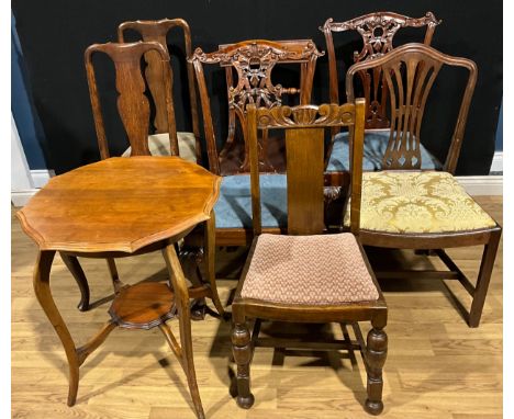 A French Hepplewhite style occasional table; a pair of Chippendale style side chairs; others (8)