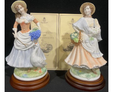 A pair of Royal Worcester figures for Compton &amp; Woodhouse, Pastoral Collection, comprising Market Day, sculpted by Mauree