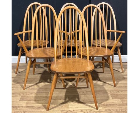A suite of six Ercol Quaker dining chairs, comprising four side chairs and a pair of carvers (6)
