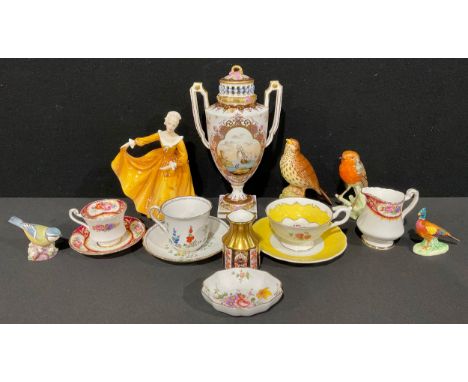 Ceramics - a Royal Crown Derby 1128 Imari vase, solid gold band, 8.5cm high, first quality; a Royal Doulton figure, Kirsty, H