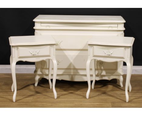 A contemporary French Provincial style commode, Laura Ashley Home, 83cm high, 112cm wide, 53cm deep; a pair of conforming lam