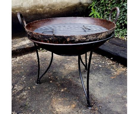 KADAI FIRE BOWL, vintage style, Indian design, 89cm diam x 79cm H. 