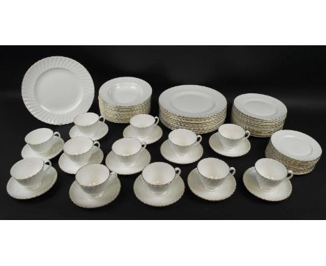 DINNER SERVICE, Royal Adderley fine bone china, twelve place setting, dinner plates, soup bowls, side plates and twelve tea c