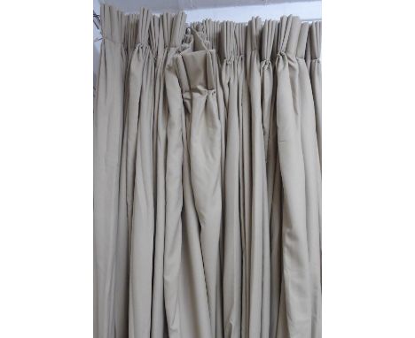CURTAINS, two pairs, lined and interlined, each curtain approx 125cm W gathered x 325cm Drop. (4) 