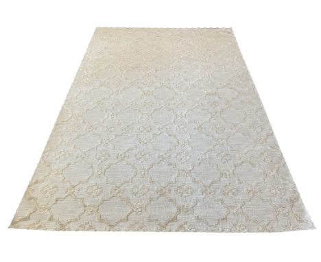 CONTEMPORARY SILK AND WOOL CARPET, 300cm x 200cm, Moroccan lattice design. 