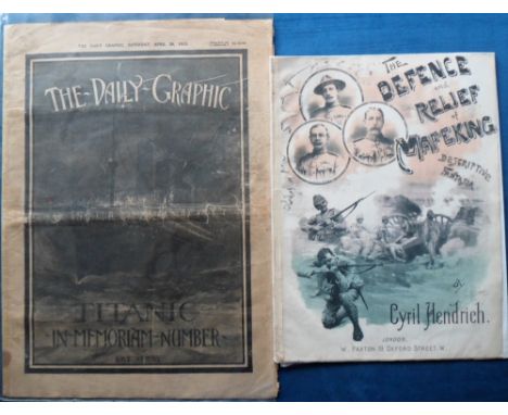 Ephemera, four items, Sheet Music The Old Contemptibles (Soldiers of Mons 1914), The Defence & Relief of Mafeking (Baden Powe