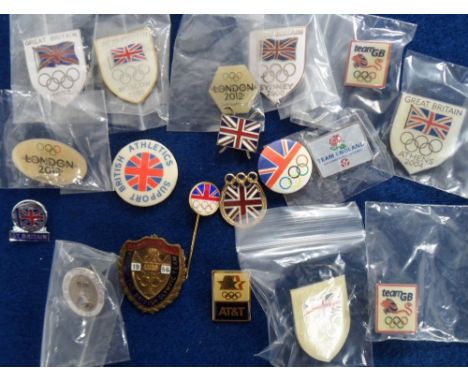 Olympics, a collection of 18 GB Olympic Team Badges, 1956 onwards, enamel and tin examples, including some official GB team i