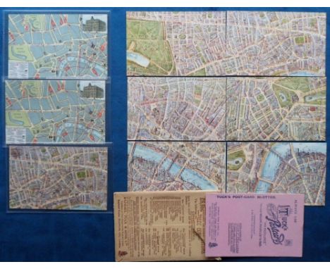Postcards, Maps, a scarce set of 6 Tuck published cards 'Map of London' with o/p no. 9352 (1 dup) and 2 identical cards from 