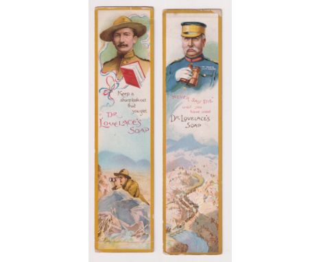 Trade cards, East Lancashire Soap Co (Dr. Lovelace's Soap), Boer War Generals (Bookmarks), two cards, 'Keep a sharp look-out…