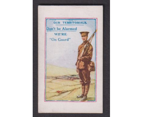 Trade card, J. F. Mearbeck, Army Pictures, Cartoons etc, type card, 'Our Territorials, Don't be Alarmed, We're on Guard' (gd)
