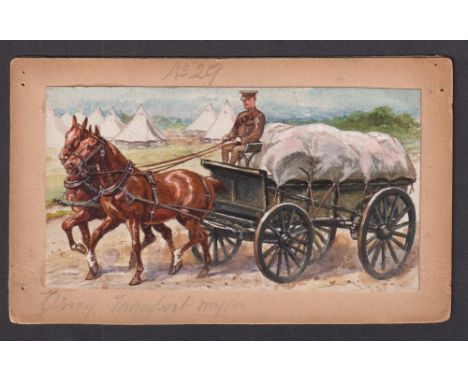 Cigarette card original artwork, Modes of Transport (Ogden's Overseas (Polo)), original watercolour artwork on board, believe