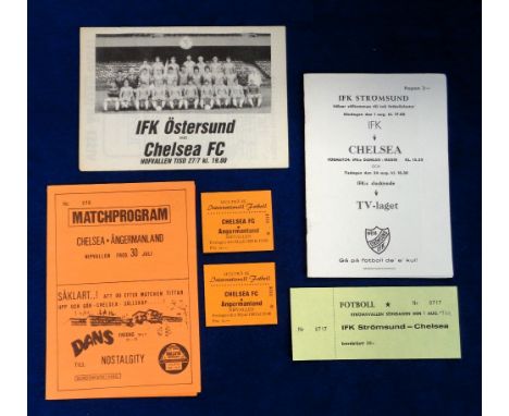 Football programmes & tickets, Chelsea away friendlies in Sweden, 1982/3, v IFK Ostersund, Angermanland (with two match ticke