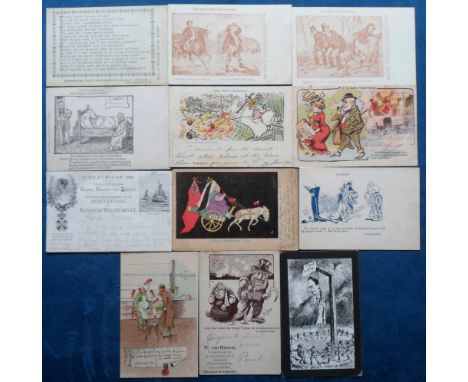 Postcards, Boer War, Anti British Comedy & Caricature, Dutch & French, inc. rare Minister Chamberlain petition, John Bull (2)