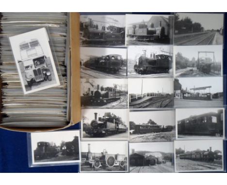 Transportation, Rail Photographs, approx. 450 mixed age postcard sized photographs of locomotives, workshops, stations, track