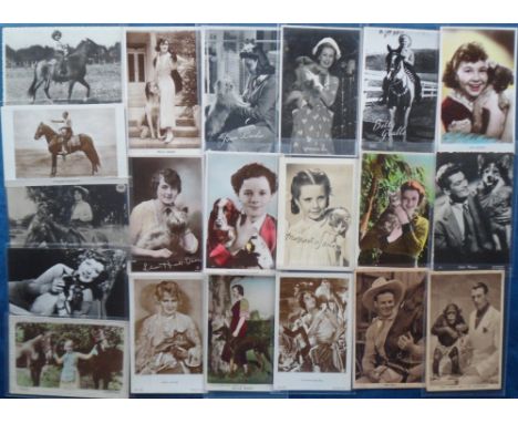 Postcards, Cinema, an interesting selection of approx. 40 cards of cinema stars and their pets, inc. Carole Lombard, Shirley 