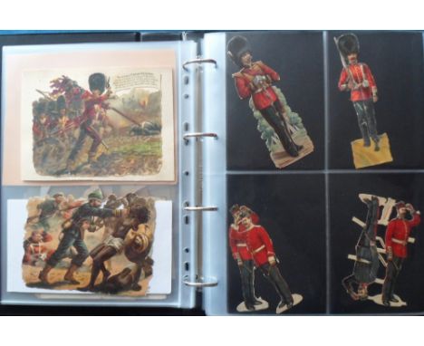 Ephemera, Scraps 85+ chromolithographed die cut scraps showing the British Army and Navy at home and overseas including Boer 