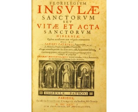 Messingham (Thos.) Florilegium Insulae Sanctorum seu Vitae et Acta Sanctorum Hiberniae, Sm. folio Paris 1624. First Edn., red