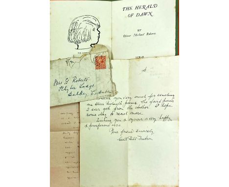 Roberts (Oliver Michael).  The Herald of Dawn. Dublin, for the author by George Roberts 1919, with a drawing by the author's 