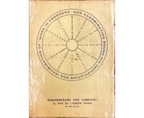 Inscribed by Sylvia Beech [Joyce (James)]. Our Exagmination Round his Factification for Incamination of Work in Progress. By 