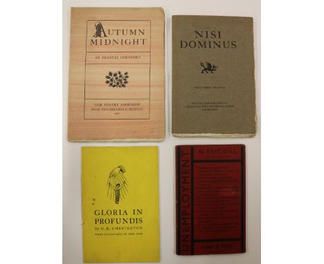 Illustrations by Eric GillSt. Dominic's Press, Ditchling: Nisi Dominus, 8vo 1919. Red & bl. title, wd. cut illus. thro-out, u