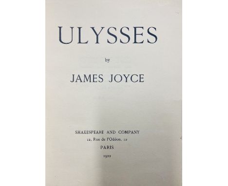 Rare Limited First Edition of an Irish ClassicJoyce (James).   Ulysses. thick 4to Paris (Shakespeare & Company) 1922. Limited