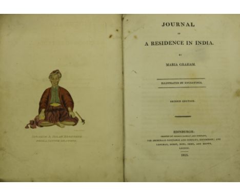 Graham (Maria) Journal of a Residence in India, 4to Edin. 1813. Second Edn. hd. cold. frontis & 15 engd. plts. some lg. fold.