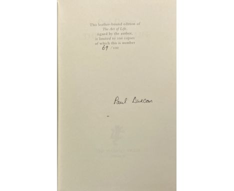 Durcan (Paul) The Art of Life, (Harvill 2004) First Edn. V.g.+ in cloth, d.w. Signed.  Special, full dark green leather-bound