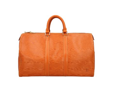 LOUIS VUITTON VINTAGE Weekender "KEEPALL", Koll. 1994. Epi Leder Serie in Cipango Gold mit goldfarbener Hardware, Doppelhenke