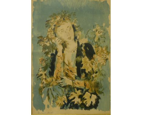 Roland Oudot (1897 - 1981), portrait of a lady, screen print, 48 x 33cms, framed