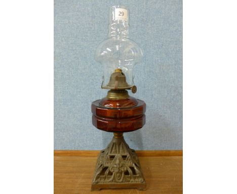 A Victorian oil lamp