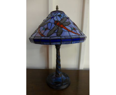 A Tiffany style blue Dragonfly pattern table lamp