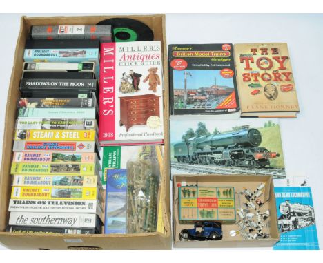 Triang Minic, Dinky, Books, Videos - Mixed group of items. To include Triang Minic Post War Taxi blue / black, various Dinky 