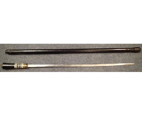 Late 19th century ebonised sword stick. P&amp;P Group 3 (£25+VAT for the first lot and £5+VAT for subsequent lots) 