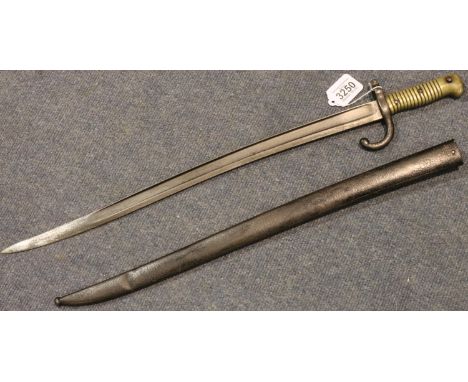 French Chassepot bayonet, model 1866 with steel scabbard. P&amp;P Group 3 (£25+VAT for the first lot and £5+VAT for subsequen