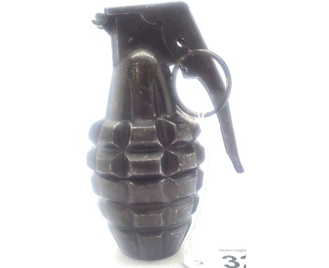 Inert American WWII replica MK11 pineapple hand grenade in black. P&amp;P Group 1 (£14+VAT for the first lot and £1+VAT for s
