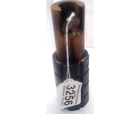 Inert WWI British bataye grenade with original fuze and reproduction wooden cowl. P&amp;P Group 1 (£14+VAT for the first lot 