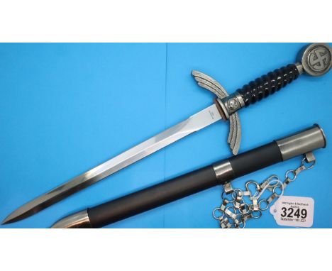 German Third Reich Luftwaffe replica, first model officers dagger with chained scabbard. P&amp;P Group 2 (£18+VAT for the fir