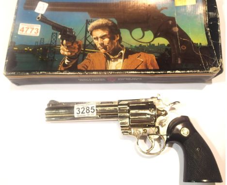 Replica diecast metal Magnum revolver, boxed after the original as used by Clint Eastwood in Dirty Harry. P&amp;P Group 2 (£1