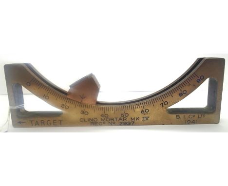 WWII brass Clino Mortar MK IV sighting instrument dated 1941, numbered 2937. P&amp;P Group 1 (£14+VAT for the first lot and £