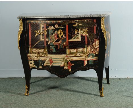 A Late 19thC Chinoiserie French Commode - H 88cm W 107cm D53cm