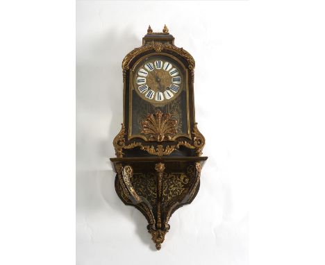 A mid - 18thC French Boulle Bracket Clock on a bracket by Louis Le Bon, Paris