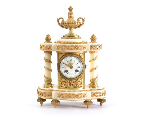 An Ormolou & Nassos Marble French Mantle Clock c1850 - H42cm