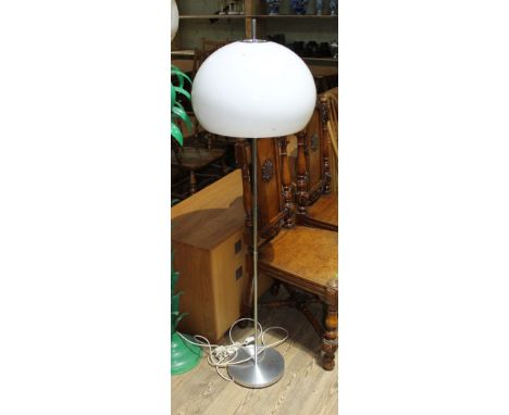 A retro standard lamp with perspex shade, height 145cm.  