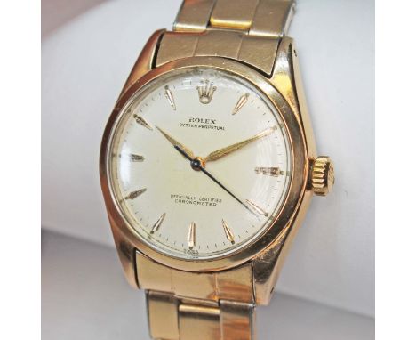 A Rolex Oyster Perpetual 'Bubble Back' Chronometer, circa 1930s, ref. 6334, cal. 630, gold plated case, diam. 34mm, signed ch