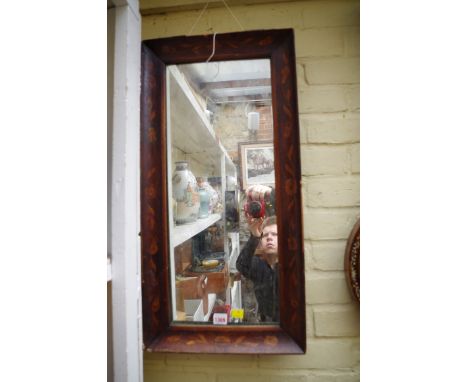 A Dutch marquetry rectangular wall mirror, 74 x 37cm.