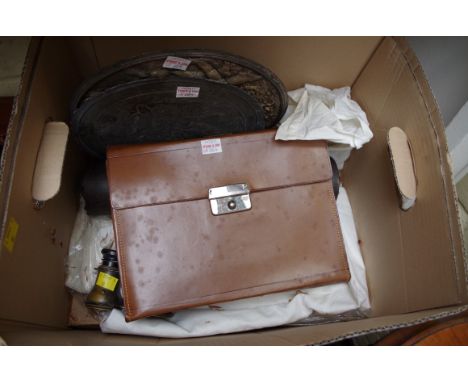 A mixed lot, to include a vintage gentleman's tan leather cased travelling set. 