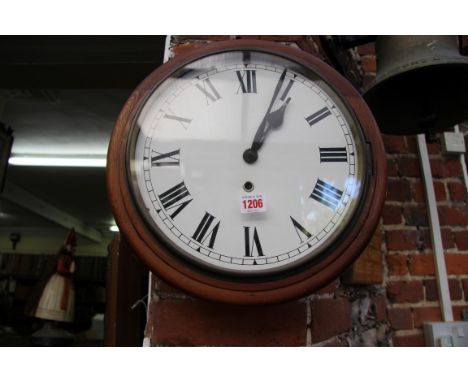 A pine circular wall clock, 38cm diameter. 