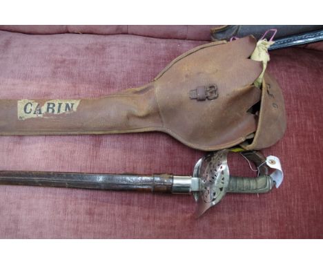 An Edward VII infantry officer's dress sword and scabbard, with leather outer bag. 