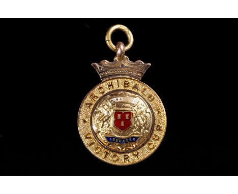 1926 ARCHIBALD VICTORY CUP MEDAL, the obverse with central enamel plaque above blue banner inscribed 'Aberdeen', within borde